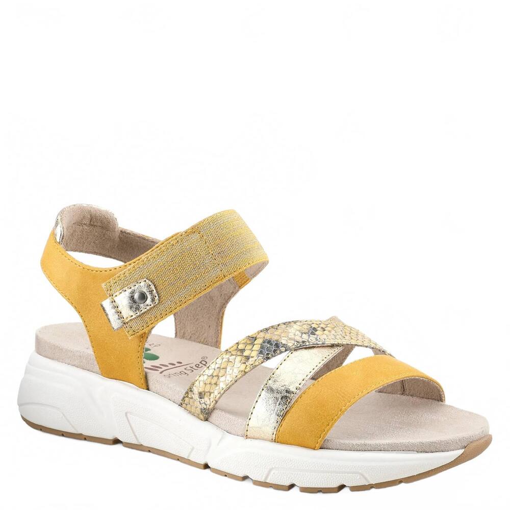 NEW SPRING FOOTWEAR women's relife heather slingback sandals in mustard multi
